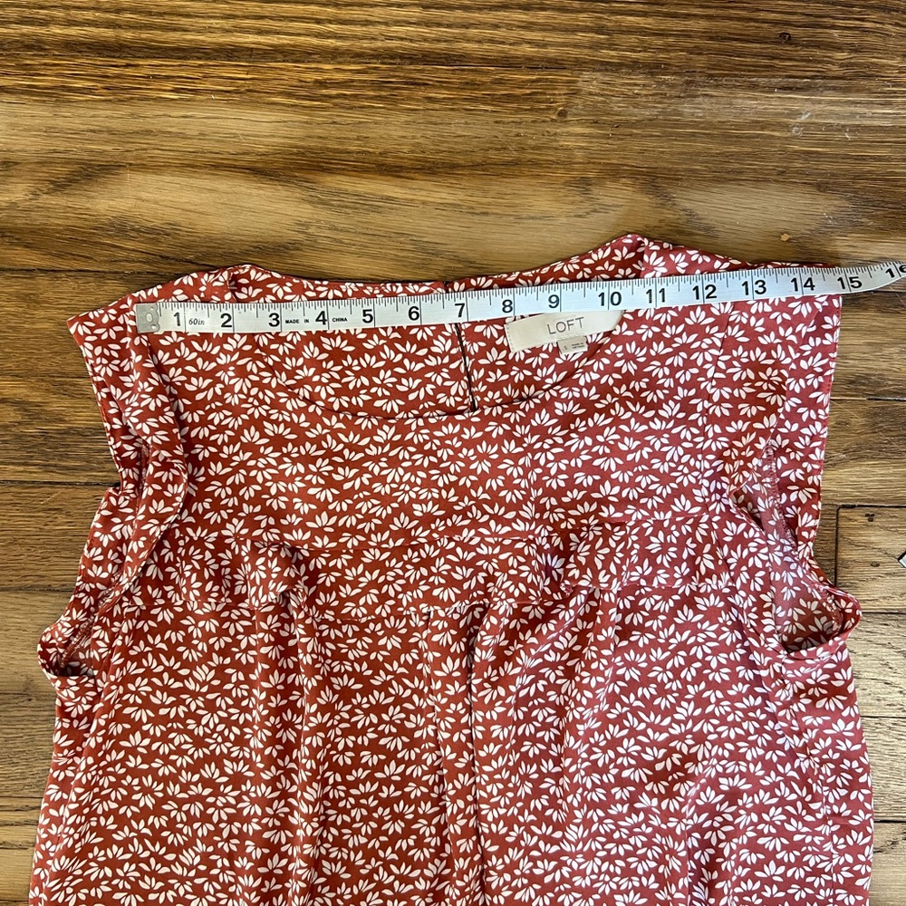 LOFT Terracotta Leaf Print Blouse - Picture 9 of 10